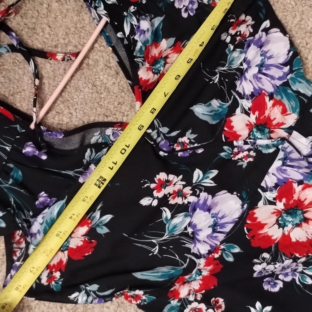 ⭐XHILARATION Wrap Floral Dress Black and Purple Women's Size Small - Picture 11 of 12